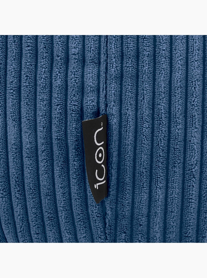 Pouf poltrona dalton con schienale alto e poggiapiedi quadrato in velluto a coste - icon Blu jeans - Kiabi