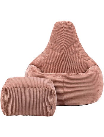 Pouf poltrona dalton con schienale alto e poggiapiedi quadrato in velluto a coste - icon