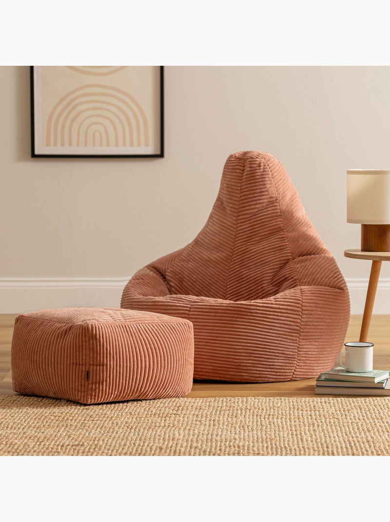 Pouf poltrona dalton con schienale alto e poggiapiedi quadrato in velluto a coste - icon Rosa chiaro - Kiabi