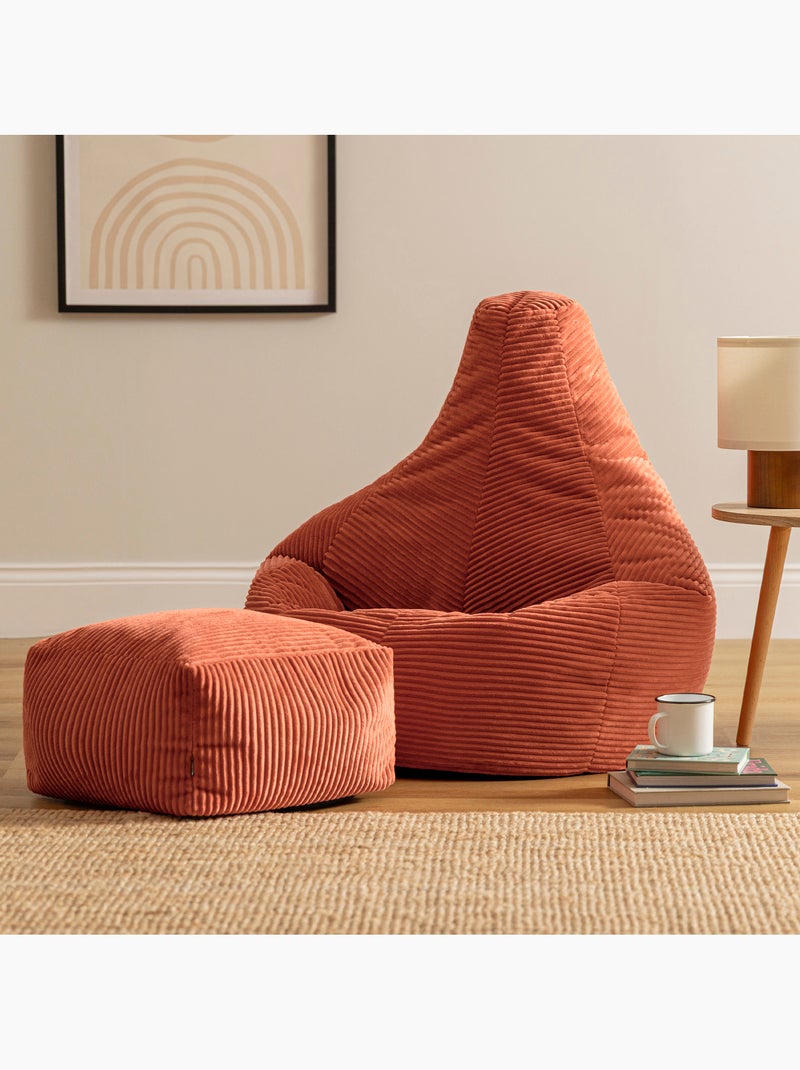 Pouf poltrona dalton con schienale alto e poggiapiedi quadrato in velluto a coste - icon Terracotta - Kiabi