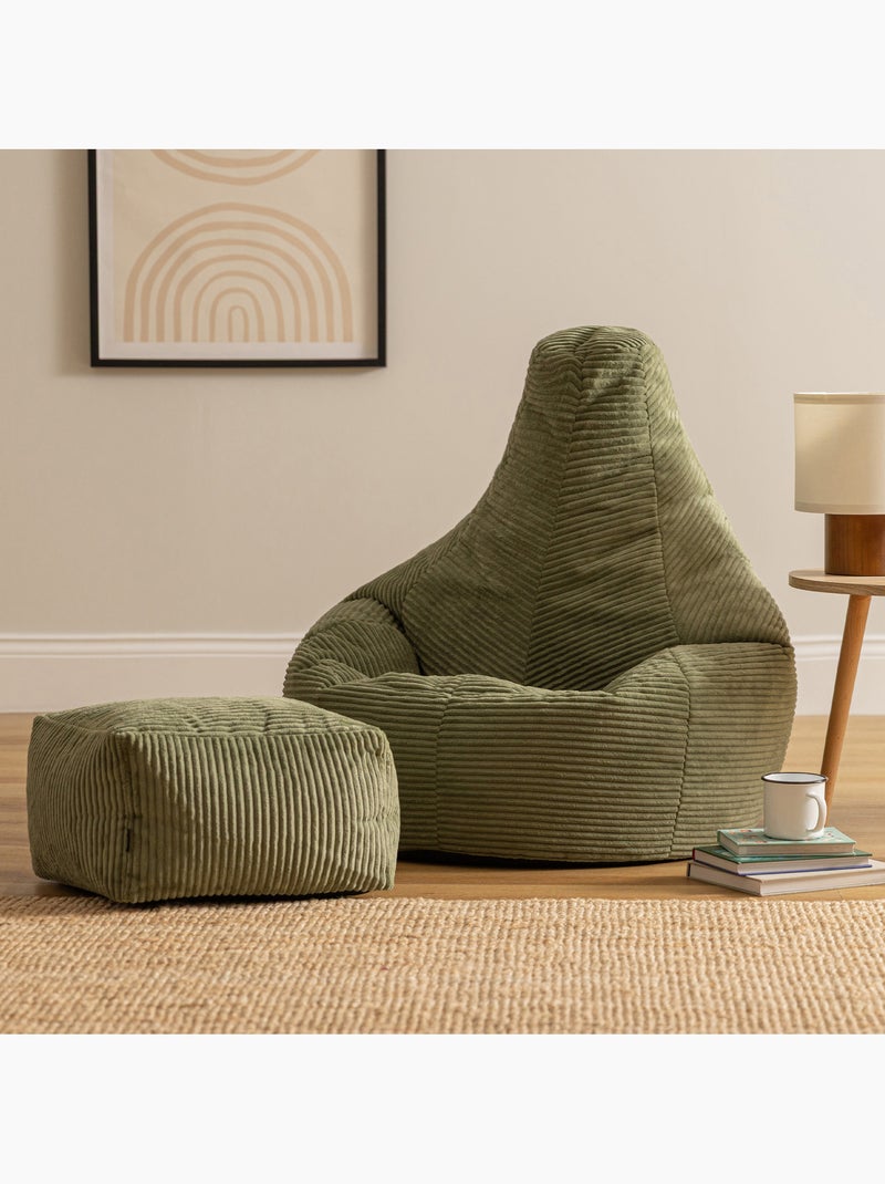 Pouf poltrona dalton con schienale alto e poggiapiedi quadrato in velluto a coste - icon Verde salvia - Kiabi