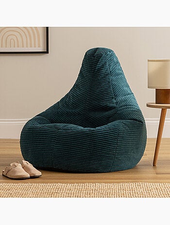 Pouf poltrona dalton con schienale alto in velluto a coste - icon