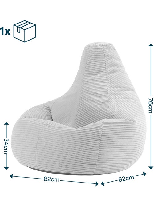 Pouf poltrona dalton con schienale alto in velluto a coste - icon - Kiabi