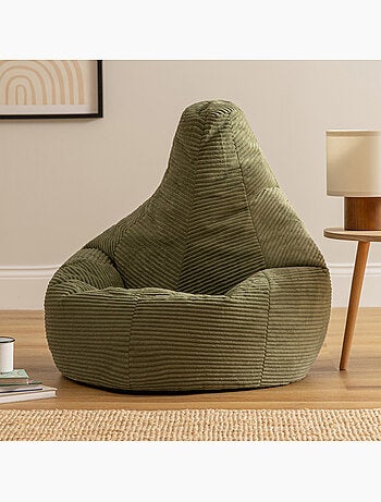 Pouf poltrona dalton con schienale alto in velluto a coste - icon