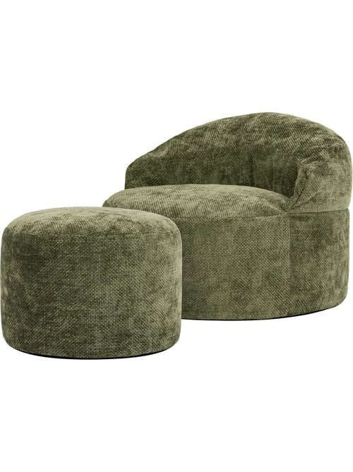 Pouf poltrona decorativa orb con poggiapiedi rotondo milano in tessuto chenille testurizzata - icon - Kiabi