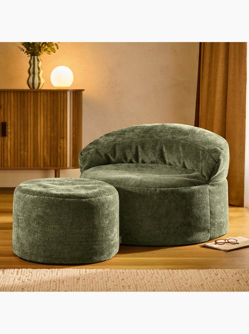 Pouf poltrona decorativa orb con poggiapiedi rotondo milano in tessuto chenille testurizzata - icon - Kiabi