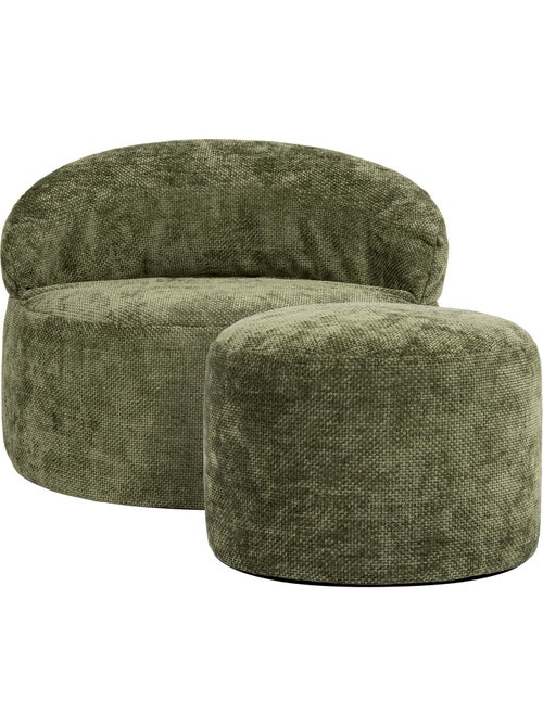 Pouf poltrona decorativa orb con poggiapiedi rotondo milano in tessuto chenille testurizzata - icon - Kiabi