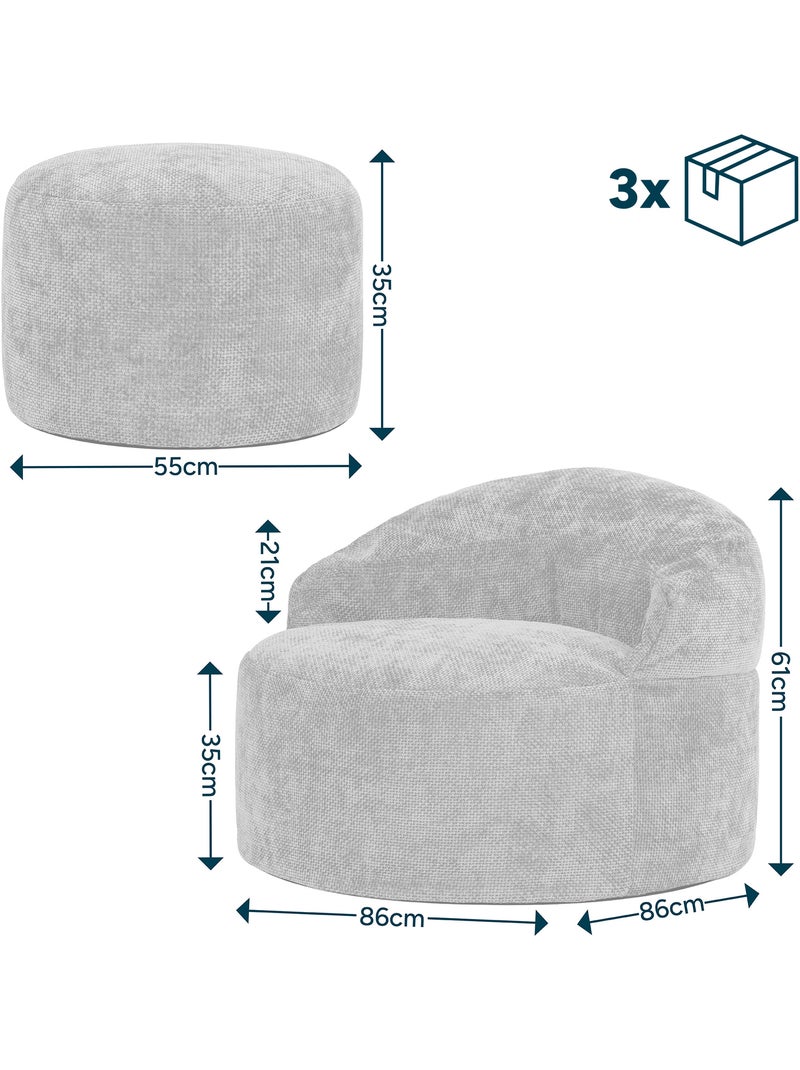 Pouf poltrona decorativa orb con poggiapiedi rotondo milano in tessuto chenille testurizzata - icon Verde oliva - Kiabi