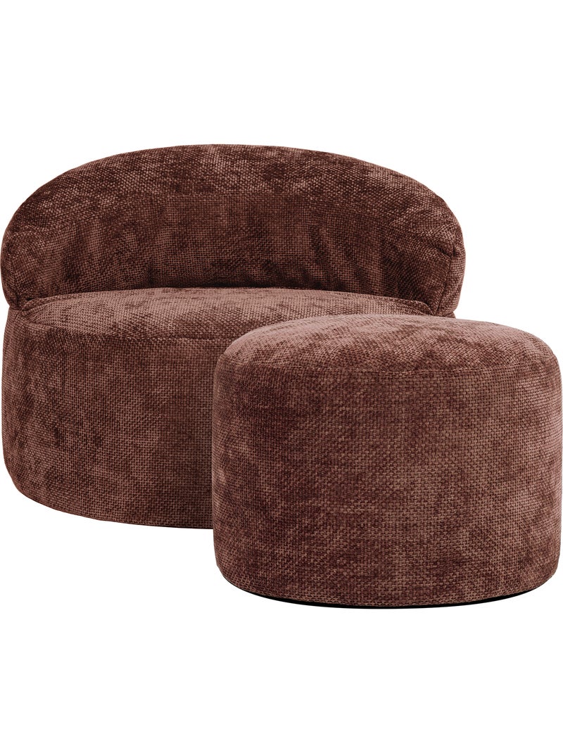 Pouf poltrona decorativa orb con poggiapiedi rotondo milano in tessuto chenille testurizzata - icon Viola prugna - Kiabi