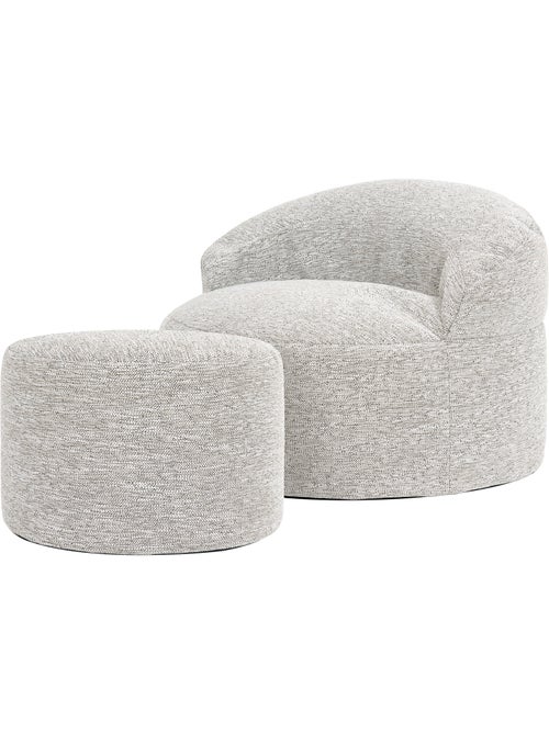 Pouf poltrona decorativa orb con poggiapiedi rotondo milano in tessuto intrecciato - icon - Kiabi