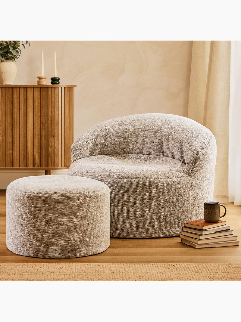 Pouf poltrona decorativa orb con poggiapiedi rotondo milano in tessuto intrecciato - icon Beige mélange - Kiabi