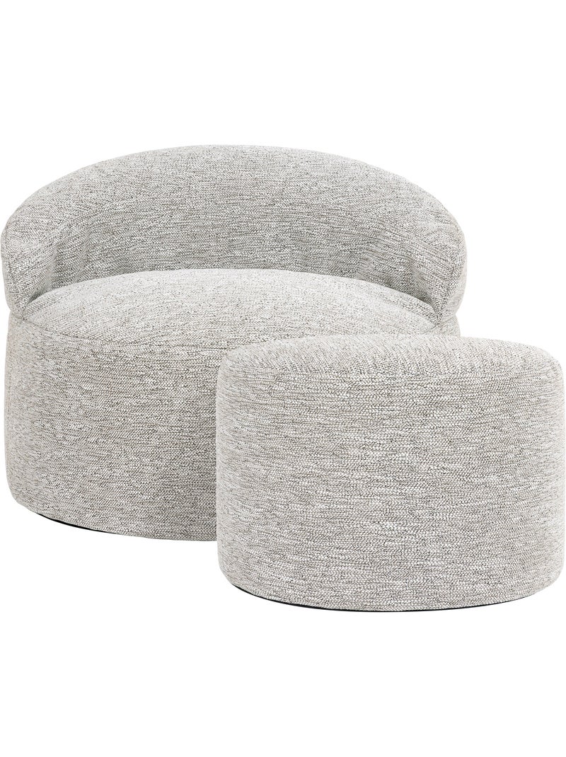 Pouf poltrona decorativa orb con poggiapiedi rotondo milano in tessuto intrecciato - icon Beige mélange - Kiabi