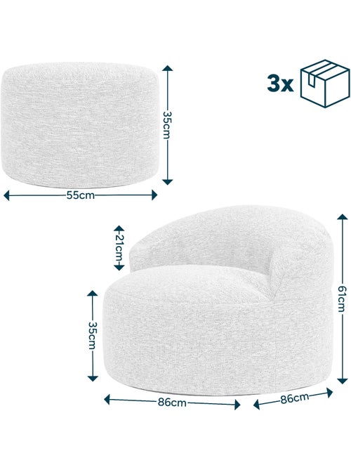 Pouf poltrona decorativa orb con poggiapiedi rotondo milano in tessuto intrecciato - icon - Kiabi