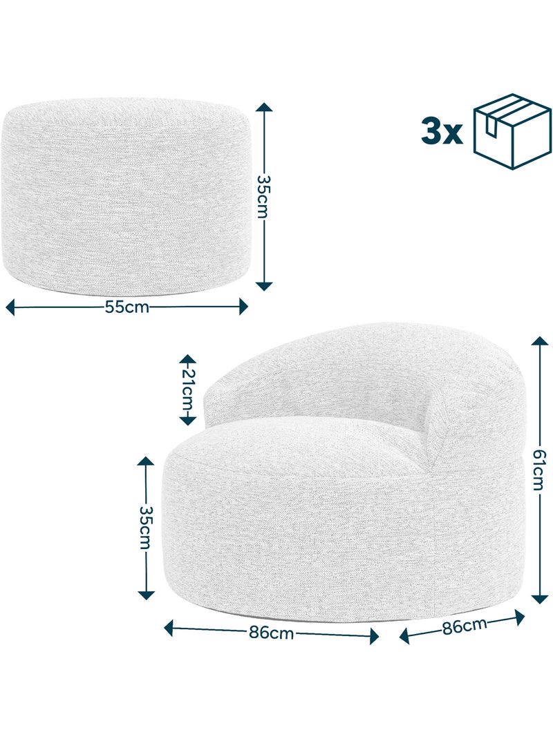 Pouf poltrona decorativa orb con poggiapiedi rotondo milano in tessuto intrecciato - icon Beige mélange - Kiabi
