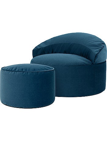 Pouf poltrona decorativa orb con poggiapiedi rotondo milano in velluto opaco - icon
