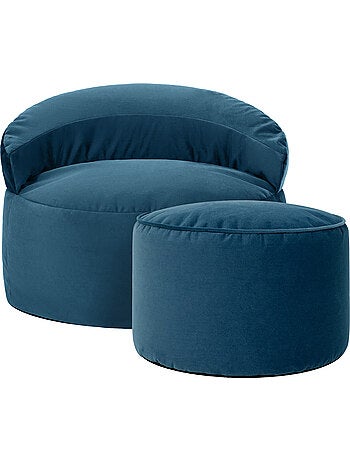 Pouf poltrona decorativa orb con poggiapiedi rotondo milano in velluto opaco - icon