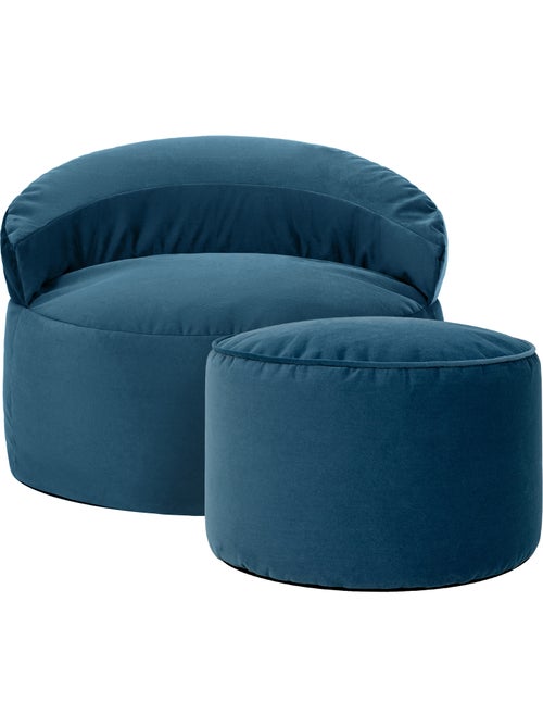 Pouf poltrona decorativa orb con poggiapiedi rotondo milano in velluto opaco - icon - Kiabi