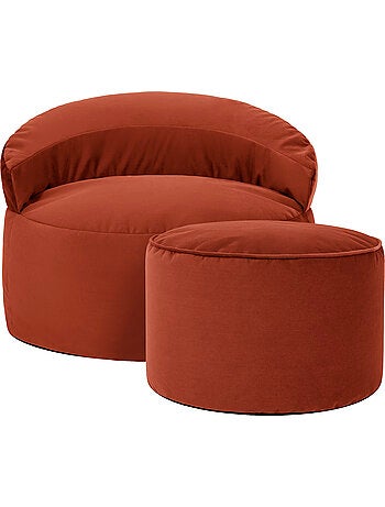 Pouf poltrona decorativa orb con poggiapiedi rotondo milano in velluto opaco - icon