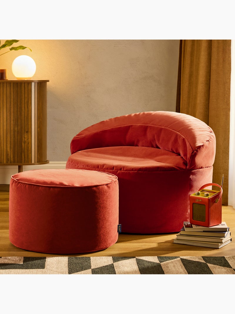 Pouf poltrona decorativa orb con poggiapiedi rotondo milano in velluto opaco - icon Terracotta - Kiabi