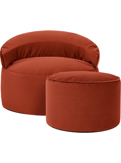 Pouf poltrona decorativa orb con poggiapiedi rotondo milano in velluto opaco - icon - Kiabi