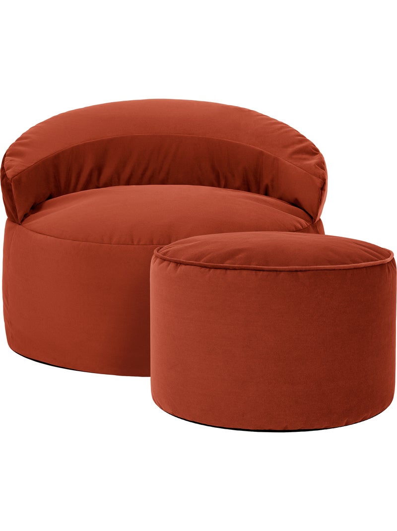 Pouf poltrona decorativa orb con poggiapiedi rotondo milano in velluto opaco - icon Terracotta - Kiabi