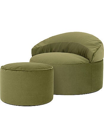 Pouf poltrona decorativa orb con poggiapiedi rotondo milano in velluto opaco - icon