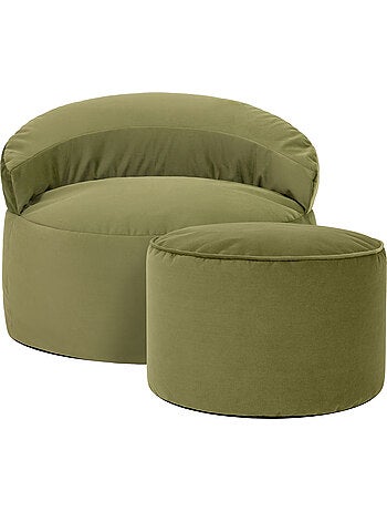 Pouf poltrona decorativa orb con poggiapiedi rotondo milano in velluto opaco - icon