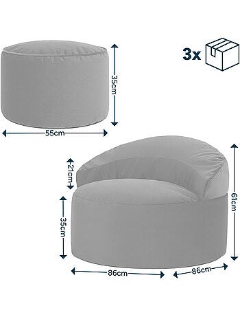 Pouf poltrona decorativa orb con poggiapiedi rotondo milano in velluto opaco - icon