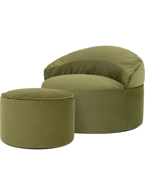 Pouf poltrona decorativa orb con poggiapiedi rotondo milano in velluto opaco - icon - Kiabi