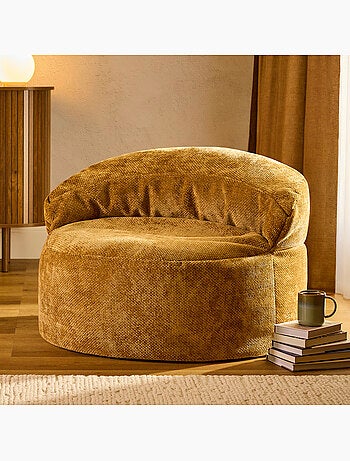 Pouf poltrona decorativa orb in tessuto chenille testurizzata - icon