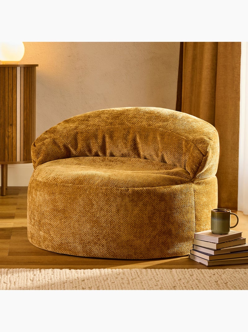 Pouf poltrona decorativa orb in tessuto chenille testurizzata - icon Giallo senape - Kiabi