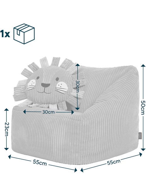Pouf poltrona per bambini con cuscino a forma di animale coordinato in velluto a coste - icon - Kiabi