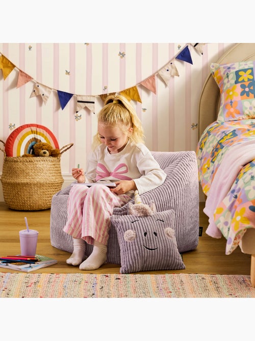 Pouf poltrona per bambini con cuscino a forma di animale coordinato in velluto a coste - icon - Kiabi