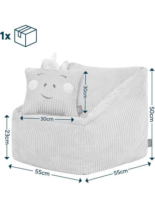 Pouf poltrona per bambini con cuscino a forma di animale coordinato in velluto a coste - icon - Kiabi