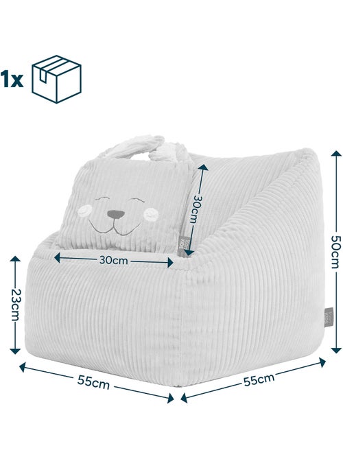 Pouf poltrona per bambini con cuscino a forma di animale coordinato in velluto a coste - icon - Kiabi