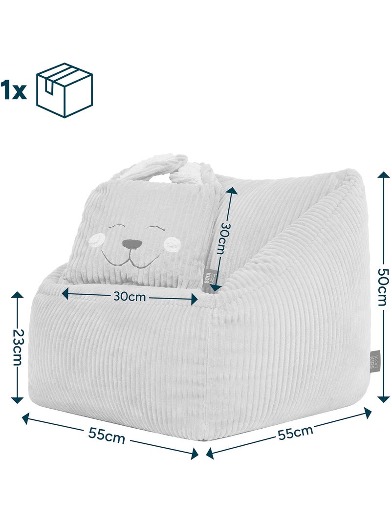 Pouf poltrona per bambini con cuscino a forma di animale coordinato in velluto a coste - icon Rosa chiaro - Kiabi