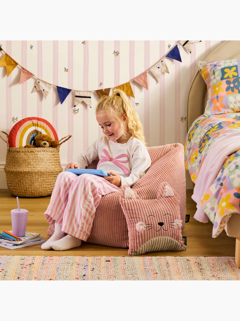 Pouf poltrona per bambini con cuscino a forma di animale coordinato in velluto a coste - icon Rosa - Kiabi