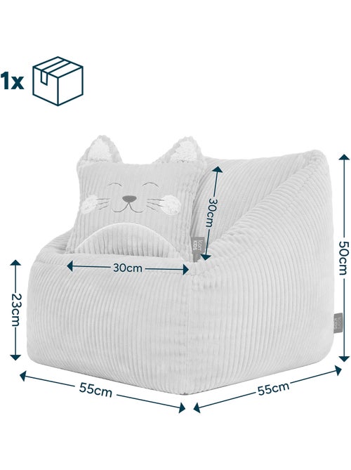Pouf poltrona per bambini con cuscino a forma di animale coordinato in velluto a coste - icon - Kiabi