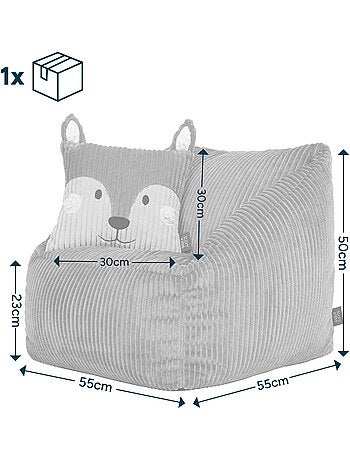 Pouf poltrona per bambini con cuscino a forma di animale coordinato in velluto a coste - icon