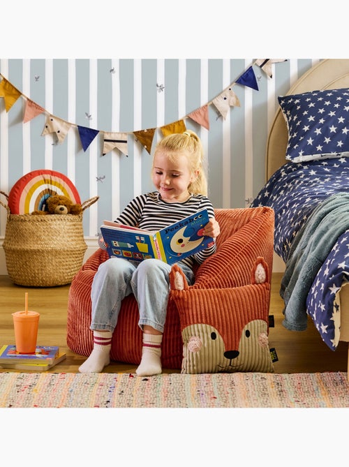 Pouf poltrona per bambini con cuscino a forma di animale coordinato in velluto a coste - icon - Kiabi