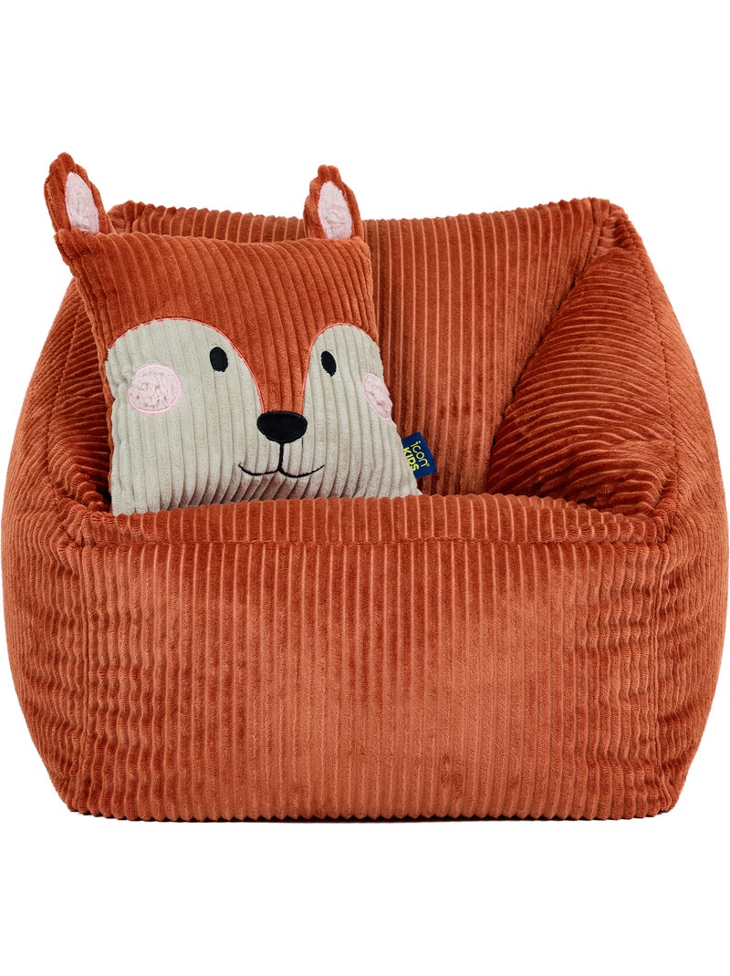 Pouf poltrona per bambini con cuscino a forma di animale coordinato in velluto a coste - icon Terracotta - Kiabi