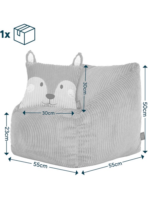Pouf poltrona per bambini con cuscino a forma di animale coordinato in velluto a coste - icon - Kiabi