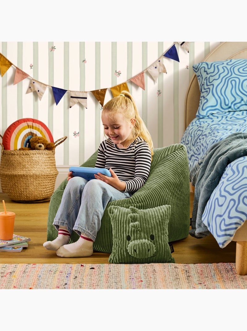 Pouf poltrona per bambini con cuscino a forma di animale coordinato in velluto a coste - icon Verde salvia - Kiabi
