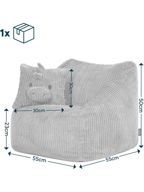 Pouf poltrona per bambini con cuscino a forma di animale coordinato in velluto a coste - icon - Kiabi