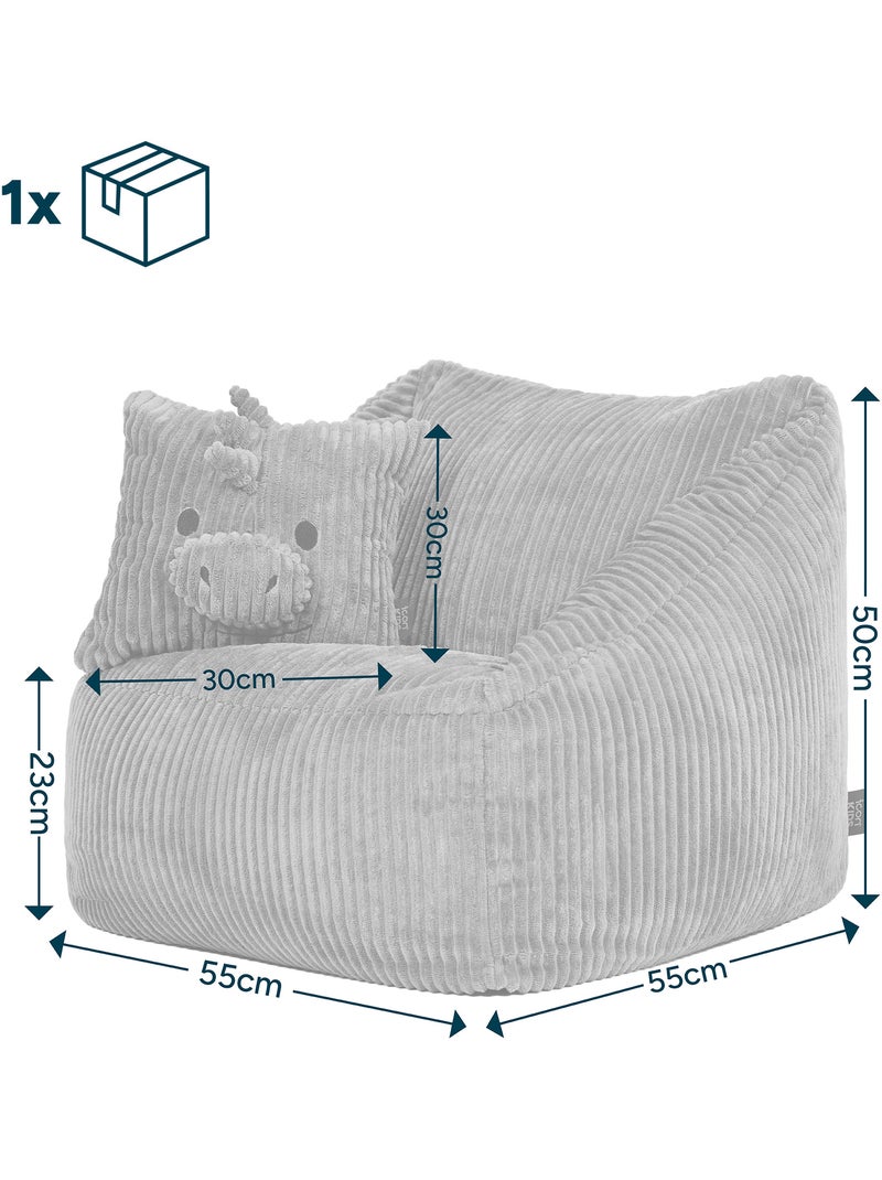 Pouf poltrona per bambini con cuscino a forma di animale coordinato in velluto a coste - icon Verde salvia - Kiabi