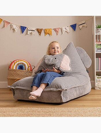 Pouf poltrona per bambini con cuscino abbinato in velluto a coste - icon