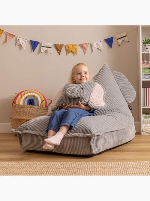 Pouf poltrona per bambini con cuscino abbinato in velluto a coste - icon - Kiabi