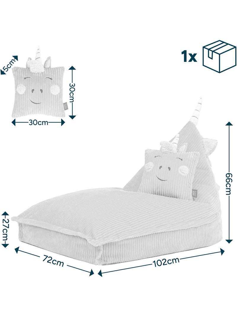 Pouf poltrona per bambini con cuscino abbinato in velluto a coste - icon Grigio chiaro - Kiabi
