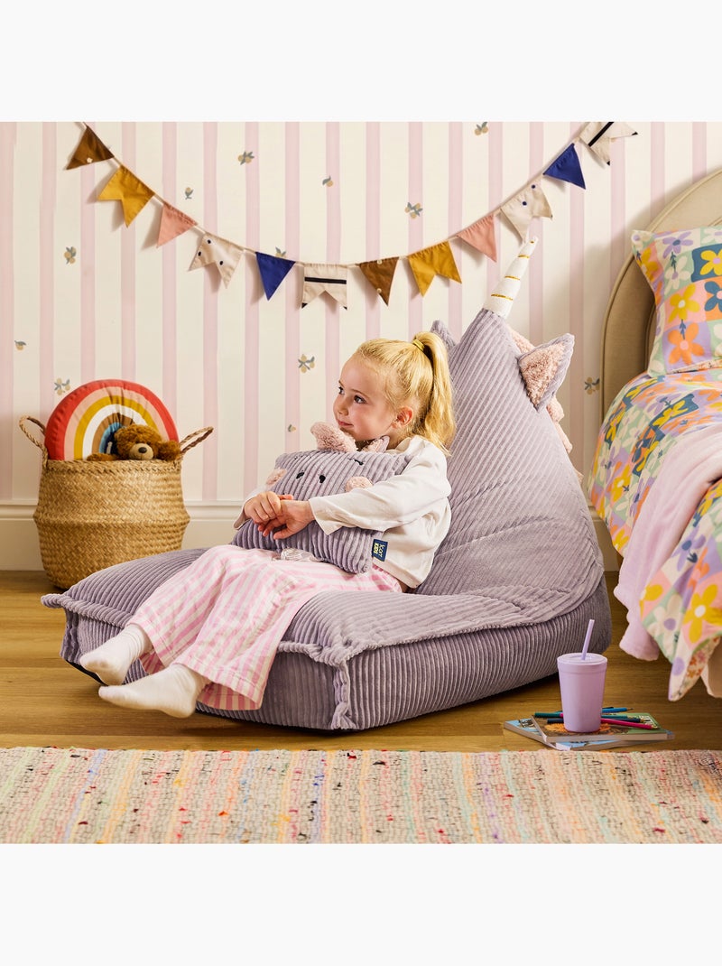 Pouf poltrona per bambini con cuscino abbinato in velluto a coste - icon Malva lilla - Kiabi