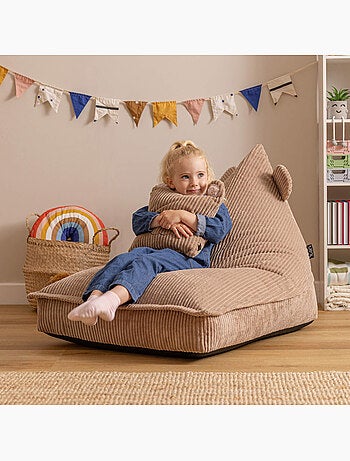 Pouf poltrona per bambini con cuscino abbinato in velluto a coste - icon